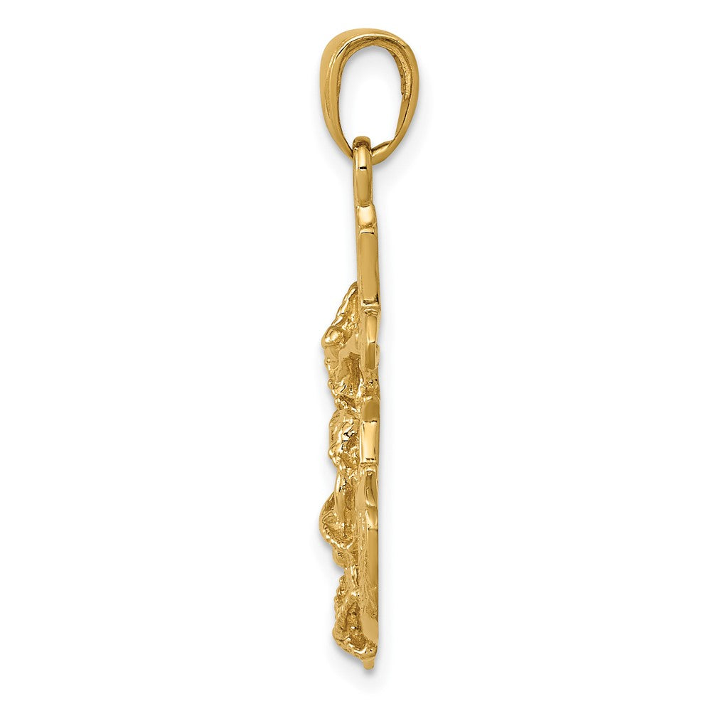 FJC Finejewelers 10 kt Yellow Gold Polished and Textured 2-D Mariners Crucifix Rope/Wheel Charm 32 x 17 mm
