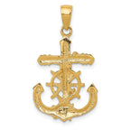 FJC Finejewelers 10 kt Yellow Gold Polished and Textured 2-D Mariners Crucifix Rope/Wheel Charm 32 x 17 mm