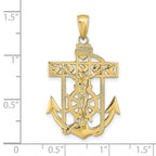 FJC Finejewelers 10 kt Yellow Gold Polished Textured Mariners Crucifix Charm 35 x 21 mm