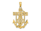 FJC Finejewelers 10 kt Yellow Gold Polished Textured Mariners Crucifix Charm 35 x 21 mm