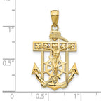 FJC Finejewelers 10 kt Yellow Gold Themed Polished and Textured Mini Mariners Crucifix Charm 31.5 mm x 18 mm