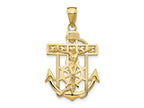 FJC Finejewelers 10 kt Yellow Gold Themed Polished and Textured Mini Mariners Crucifix Charm 31.5 mm x 18 mm
