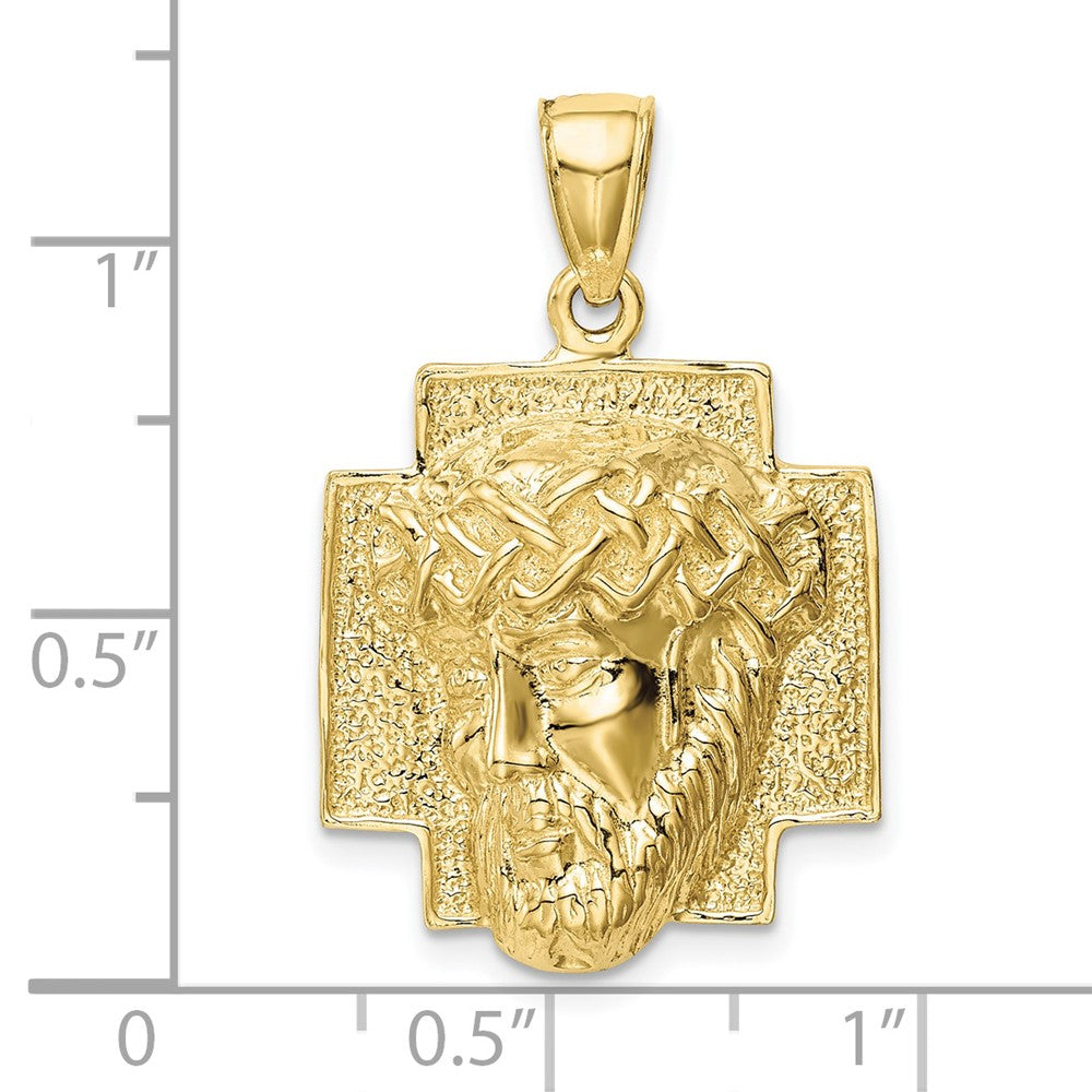 FJC Finejewelers 10 kt Yellow Gold Themed Polished 2-D Large Jesus Head with Crown Charm 21.04 mm x 18.89 mm