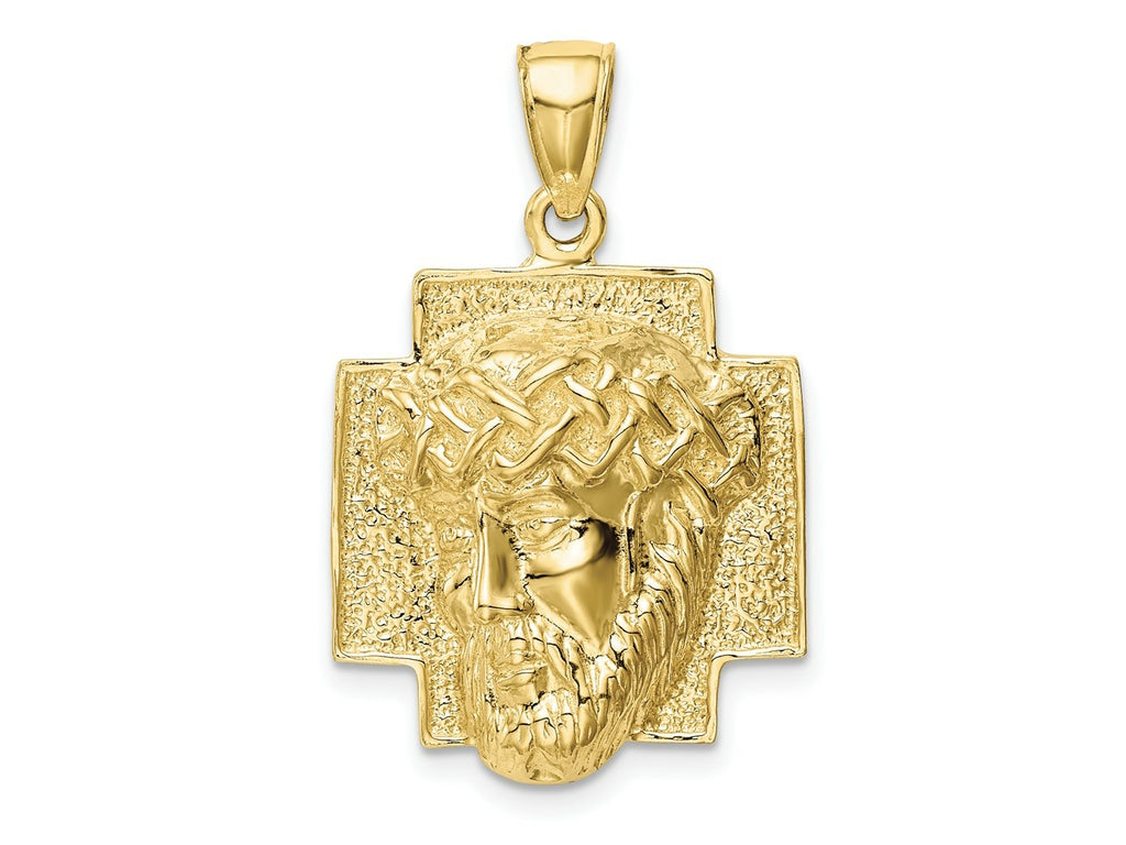 FJC Finejewelers 10 kt Yellow Gold Themed Polished 2-D Large Jesus Head with Crown Charm 21.04 mm x 18.89 mm