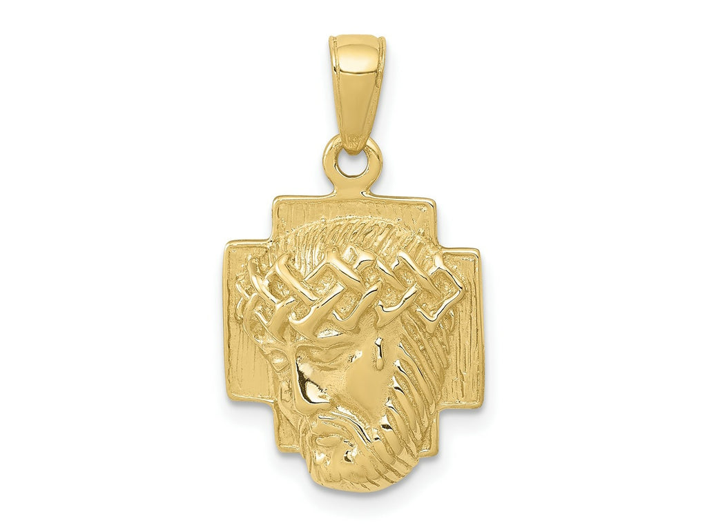 FJC Finejewelers 10 kt Yellow Gold Themed Polished 2-D Small Jesus Head with Crown Charm 24.87 mm x 13.75 mm
