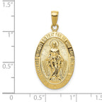 FJC Finejewelers 10 kt Yellow Gold Satin and Polished Finish Miraculous Medal Charm 32.19 mm x 15.94 mm