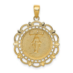 FJC Finejewelers 10 kt Yellow Gold Polished Miraculous Medal With Scallop Frame Charm 30 x 22 mm