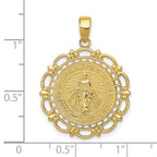 FJC Finejewelers 10 kt Yellow Gold Polished Miraculous Medal With Scallop Frame Charm 30 x 22 mm