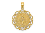 FJC Finejewelers 10 kt Yellow Gold Polished Miraculous Medal With Scallop Frame Charm 30 x 22 mm