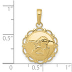 FJC Finejewelers 10 kt Yellow Gold Themed Polished Angel/Cherub on Round Scallop Frame Charm 24 mm x 15.74 mm
