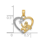 FJC Finejewelers 10 kt Yellow Gold with Rhodium Angel in Heart with Star Charm 14 mm