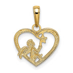 FJC Finejewelers 10 kt Yellow Gold with Rhodium Angel in Heart with Star Charm 14 mm