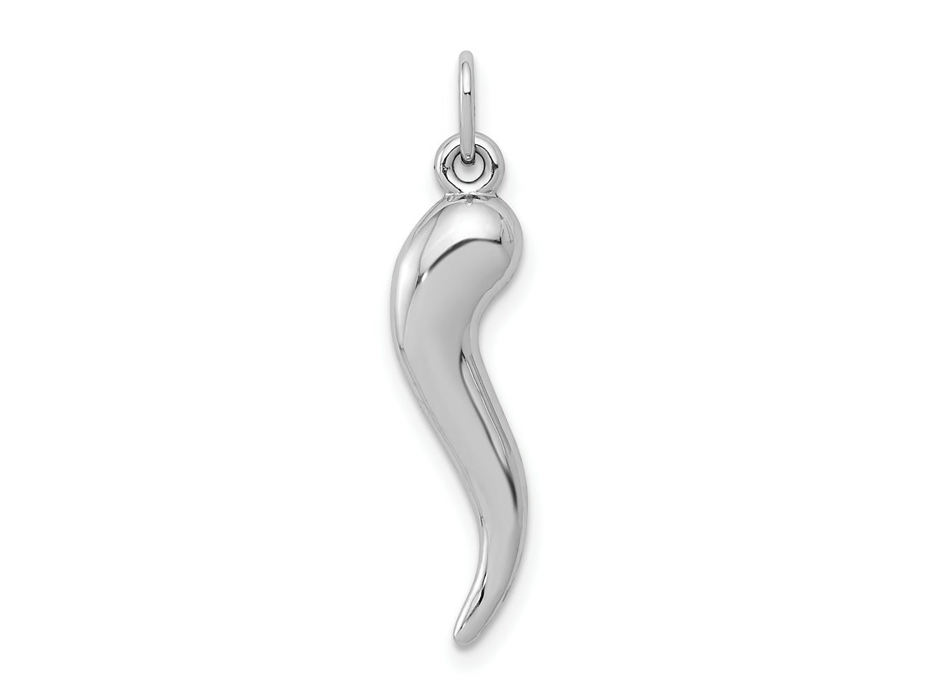 FJC Finejewelers 10 kt White Gold Themed Italian Horn Charm 26.91 mm x 6.23 mm