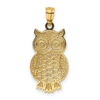 FJC Finejewelers 10 kt Yellow Gold and Rhodium Polished and Textured Owl Charm 26 x 12 mm