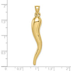FJC Finejewelers 10 kt Yellow Gold Hollow Italian Horn Charm 47 x 8 mm