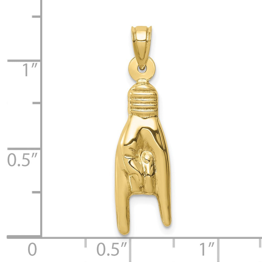 FJC Finejewelers 10 kt Yellow Gold 3D Hollow Rock On Sign Charm