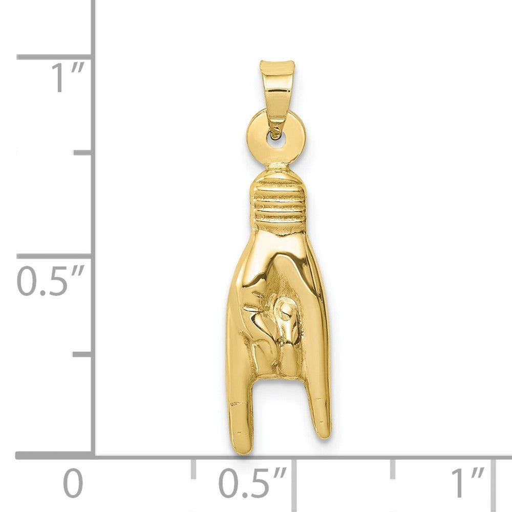 FJC Finejewelers 10 kt Yellow Gold 3D Hollow Rock On Sign Charm
