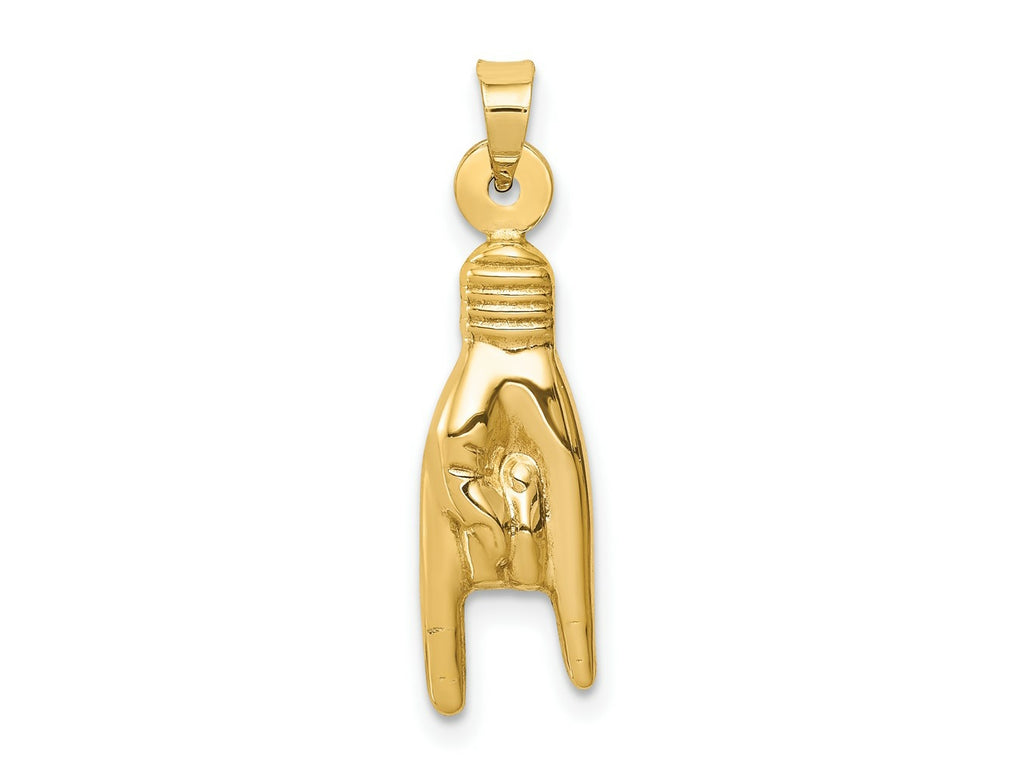 FJC Finejewelers 10 kt Yellow Gold 3D Hollow Rock On Sign Charm