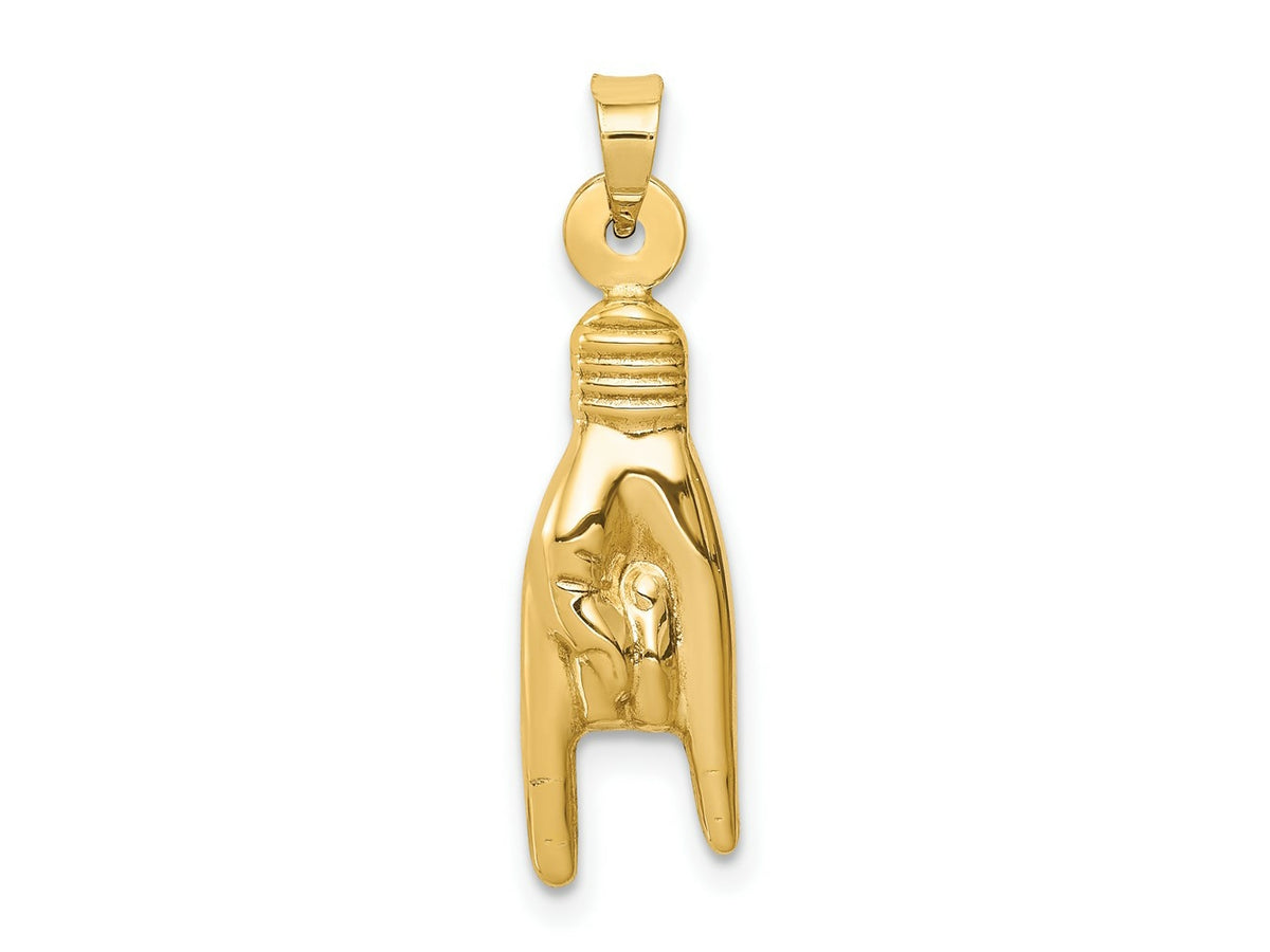 FJC Finejewelers 10 kt Yellow Gold 3D Hollow Rock On Sign Charm