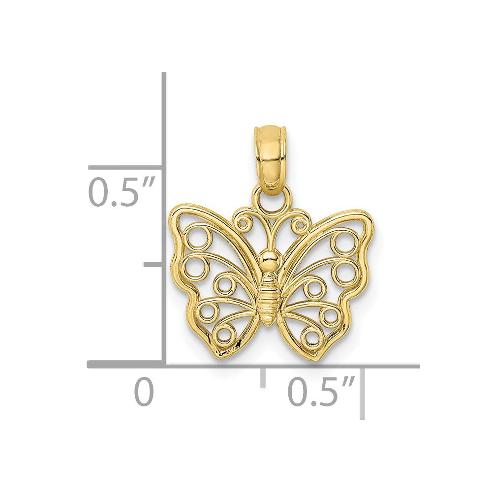 FJC Finejewelers 10 kt Yellow Gold Cut-Out Small Butterfly Charm 14 x 14 mm