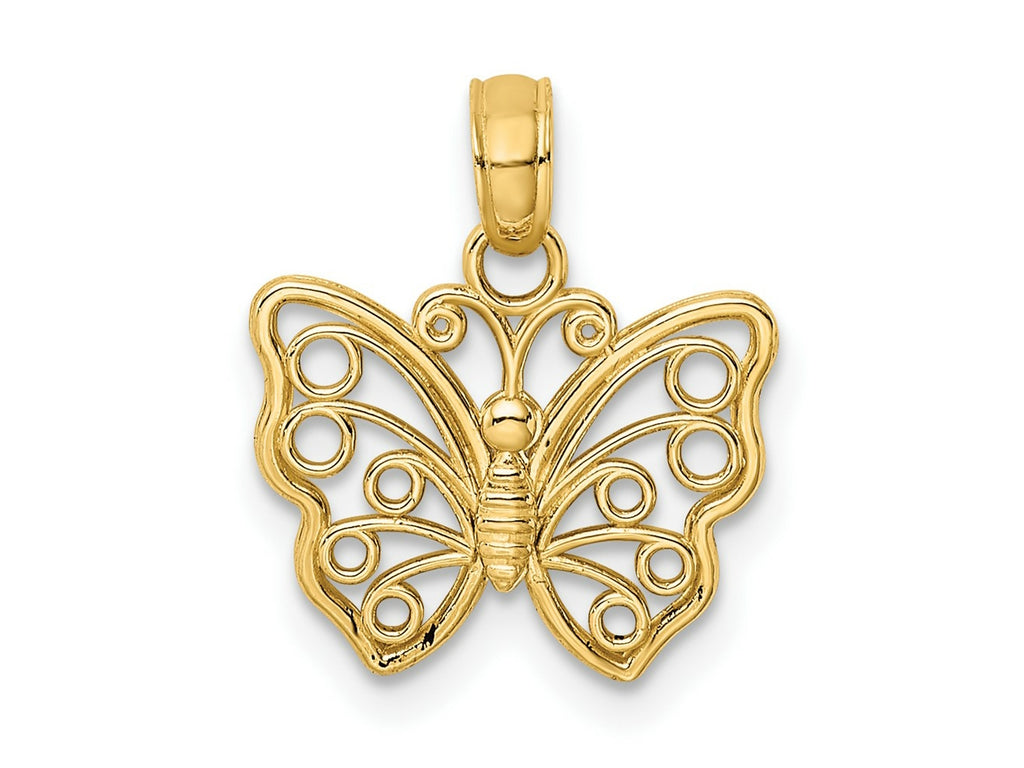 FJC Finejewelers 10 kt Yellow Gold Cut-Out Small Butterfly Charm 14 x 14 mm
