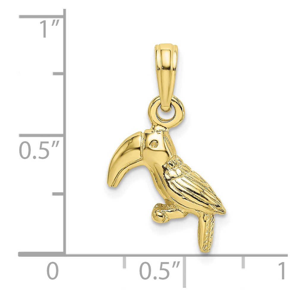 FJC Finejewelers 10 kt Yellow Gold 3-D Textured/Polished Toucan Bird Charm 18 x 12 mm