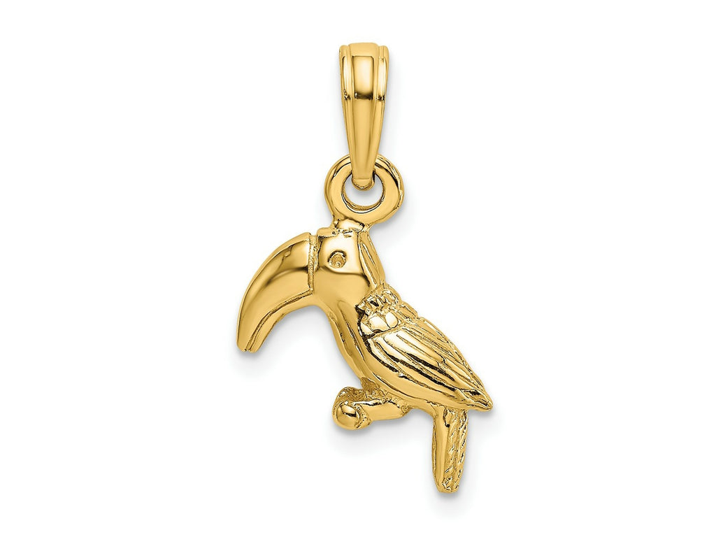 FJC Finejewelers 10 kt Yellow Gold 3-D Textured/Polished Toucan Bird Charm 18 x 12 mm