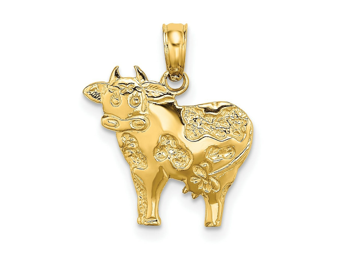 FJC Finejewelers 10 kt Yellow Gold 2-D Polished Playful Cow Charm 18 x 15 mm