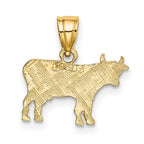 FJC Finejewelers 10 kt Yellow Gold Flat and Engraved Cow Charm 12 x 14 mm