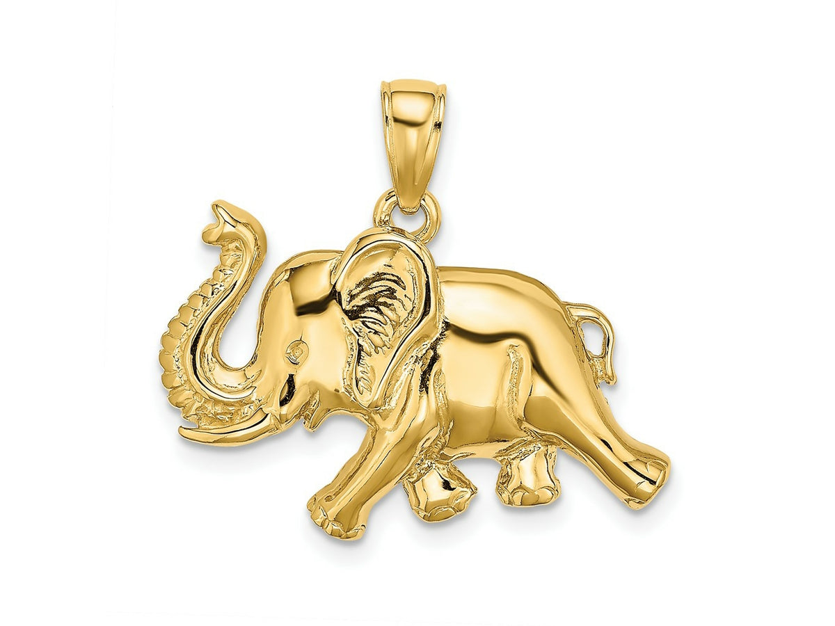 FJC Finejewelers 10 kt Yellow Gold 2-D Elephant Running with Raised Trunk Charm 21 x 25 mm