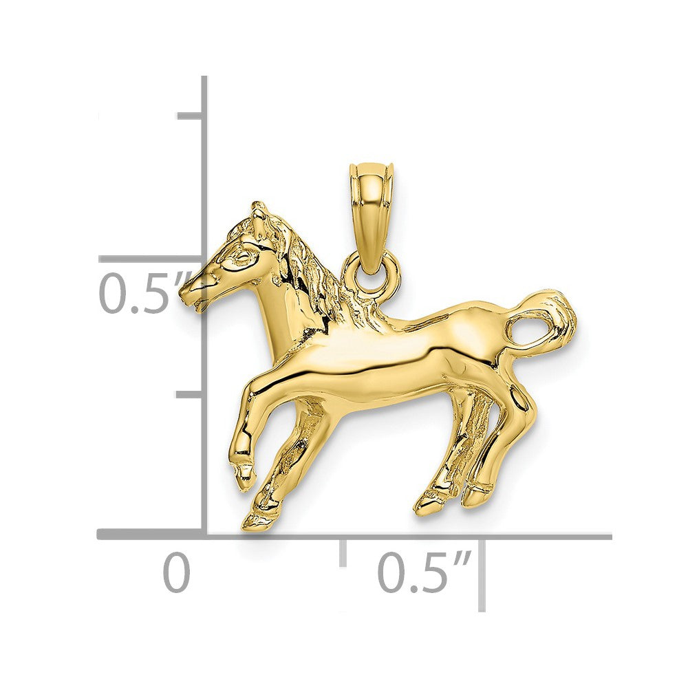 FJC Finejewelers 10 kt Yellow Gold 2-D Galloping Horse Charm 22 x 19 mm