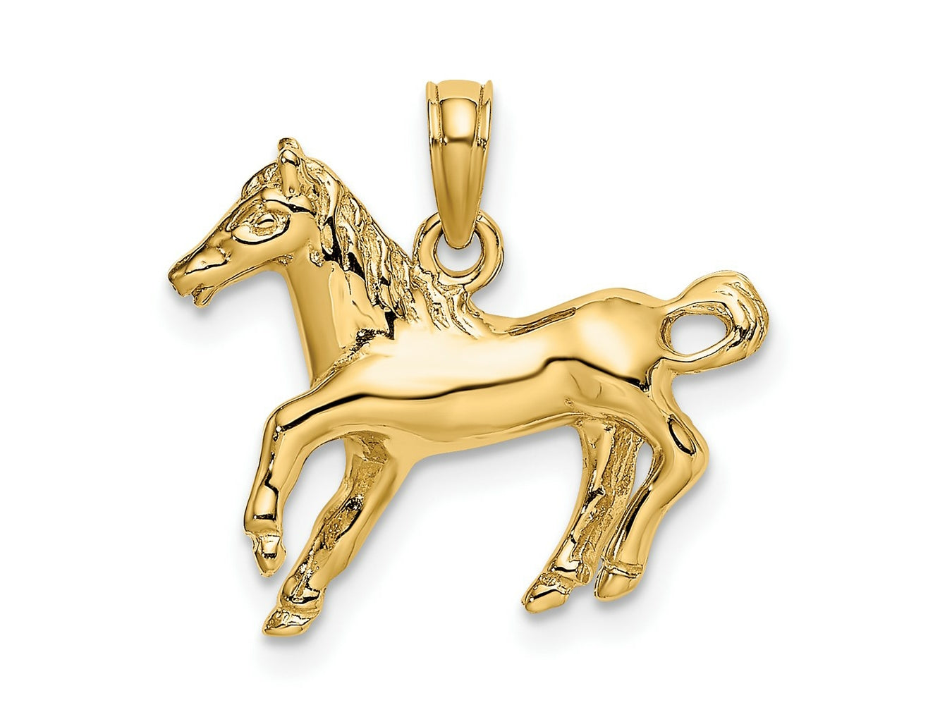 FJC Finejewelers 10 kt Yellow Gold 2-D Galloping Horse Charm 22 x 19 mm
