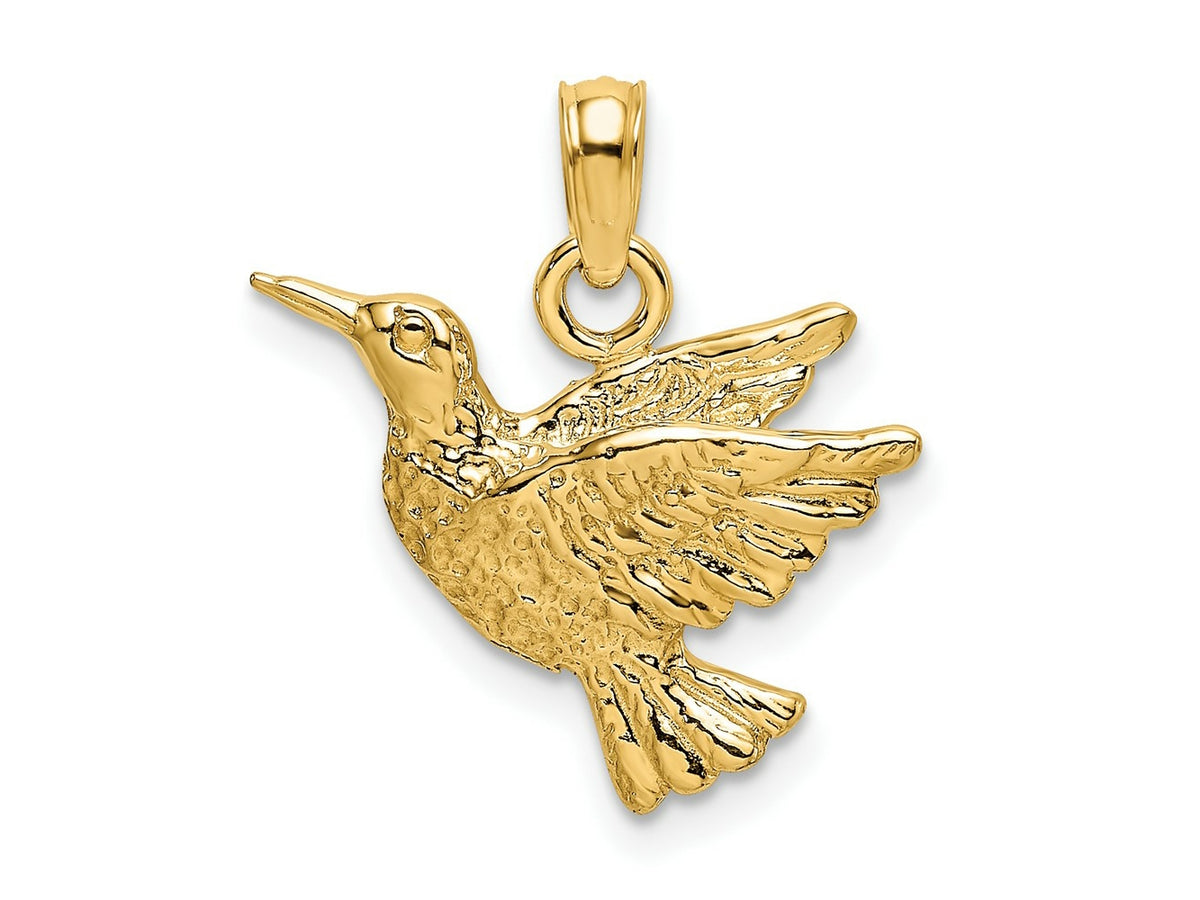 FJC Finejewelers 10 kt Yellow Gold Engraved Hummingbird Charm 19 x 15 mm