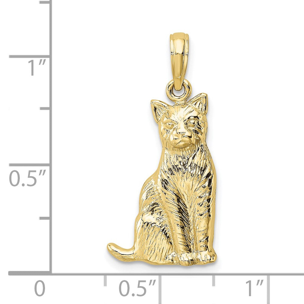 FJC Finejewelers 10 kt Yellow Gold Textured Sitting Cat Charm 25 x 12 mm