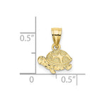 FJC Finejewelers 10 kt Yellow Gold Flat and Engraved Mini Turtle Charm 6 x 9 mm