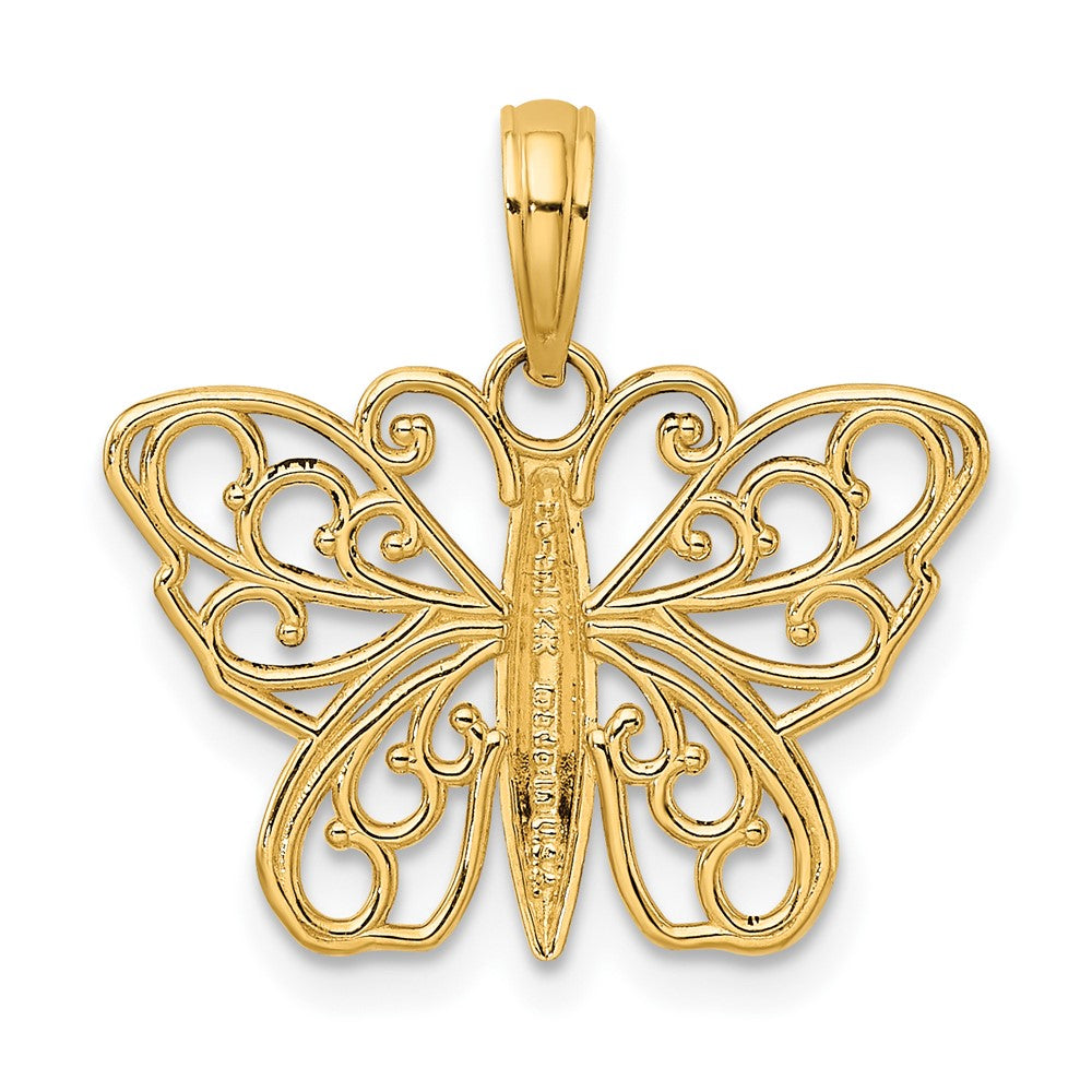 FJC Finejewelers 10 kt Yellow Gold Filigree Butterfly Charm 18 x 20 mm