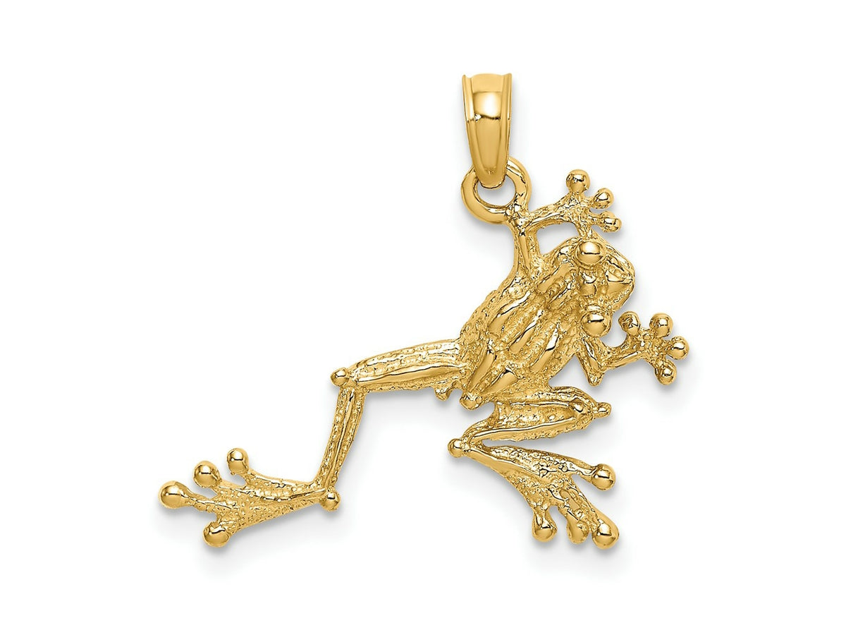 FJC Finejewelers 10 kt Yellow Gold 2-D Textured Frog Charm 20 x 23 mm