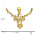 FJC Finejewelers 10 kt Yellow Gold 2-D Deer Head 8 Point Buck Charm 29 x 27 mm