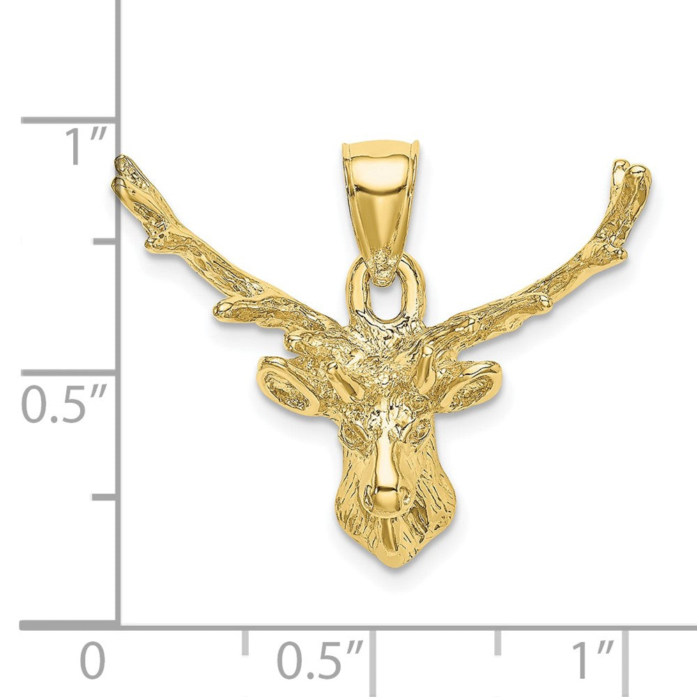 FJC Finejewelers 10 kt Yellow Gold 2-D Deer Head 8 Point Buck Charm 29 x 27 mm