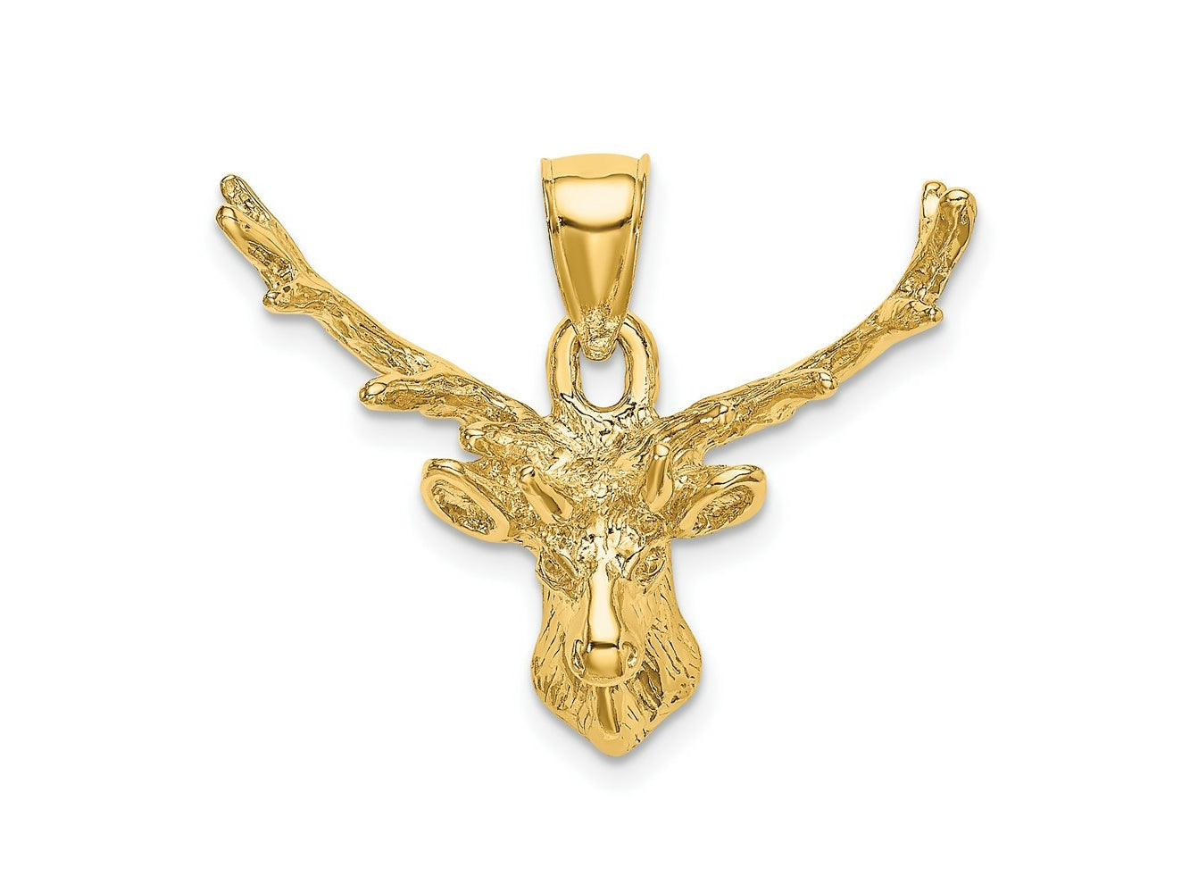 FJC Finejewelers 10 kt Yellow Gold 2-D Deer Head 8 Point Buck Charm 29 x 27 mm