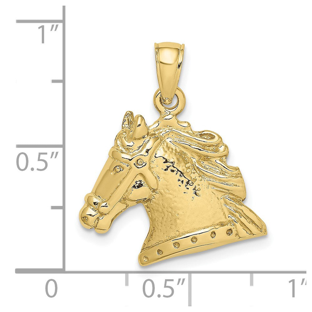 FJC Finejewelers 10 kt Yellow Gold Textured Horse Head Charm 22 x 19 mm