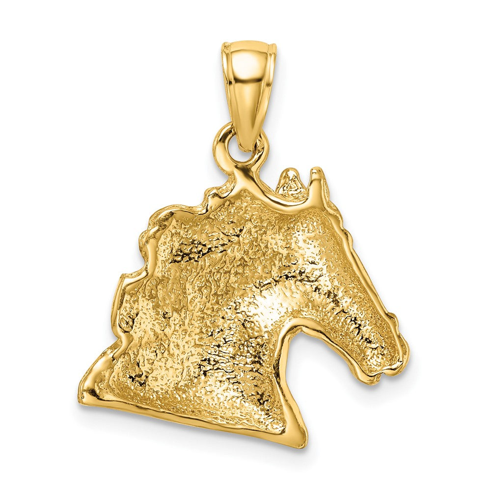 FJC Finejewelers 10 kt Yellow Gold Textured Horse Head Charm 22 x 19 mm