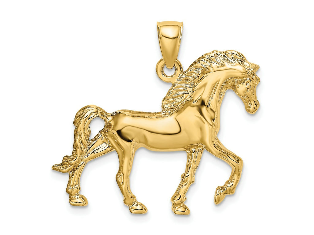 FJC Finejewelers 10 kt Yellow Gold 2-D Horse Walking Charm 33 x 34 mm