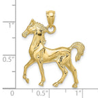 FJC Finejewelers 10 kt Yellow Gold 3-D Polished Horse Charm 34 x 26 mm