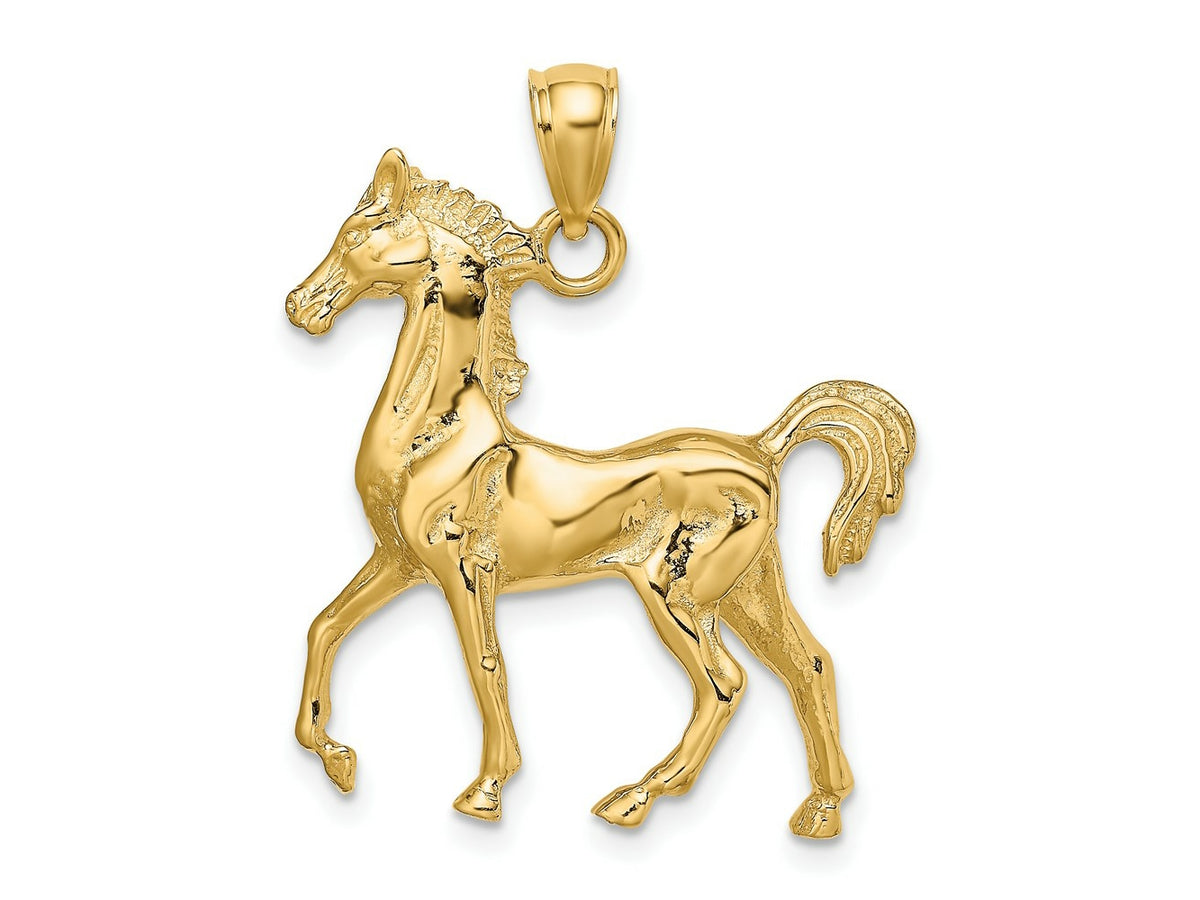 FJC Finejewelers 10 kt Yellow Gold 3-D Polished Horse Charm 34 x 26 mm