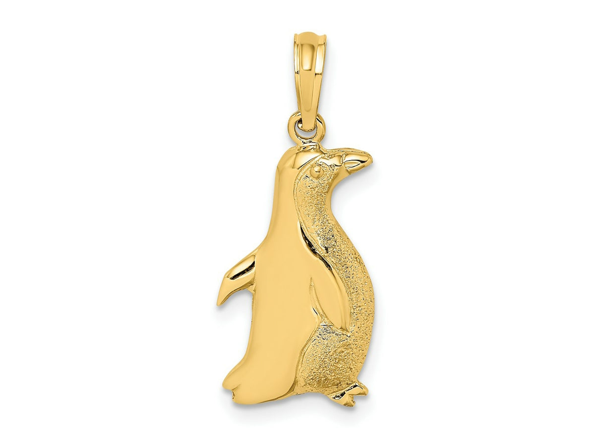 FJC Finejewelers 10 kt Yellow Gold 2-D Polished and Engraved Penguin Charm 18 x 11 mm