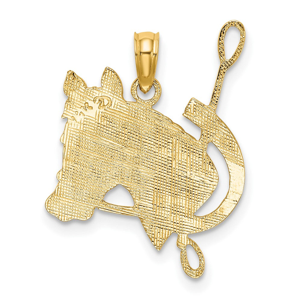 FJC Finejewelers 10 kt Yellow Gold Textured Horse Head and Shoe Charm 25 x 16 mm