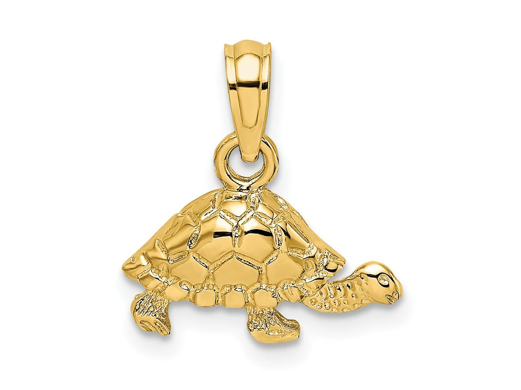 FJC Finejewelers 10 kt Yellow Gold Polished and Engraved Mini Turtle Charm 7 x 13 mm