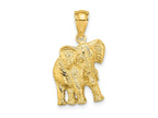 FJC Finejewelers 10 kt Yellow Gold 2-D Elephant with Raised Trunk Charm 21 x 13 mm