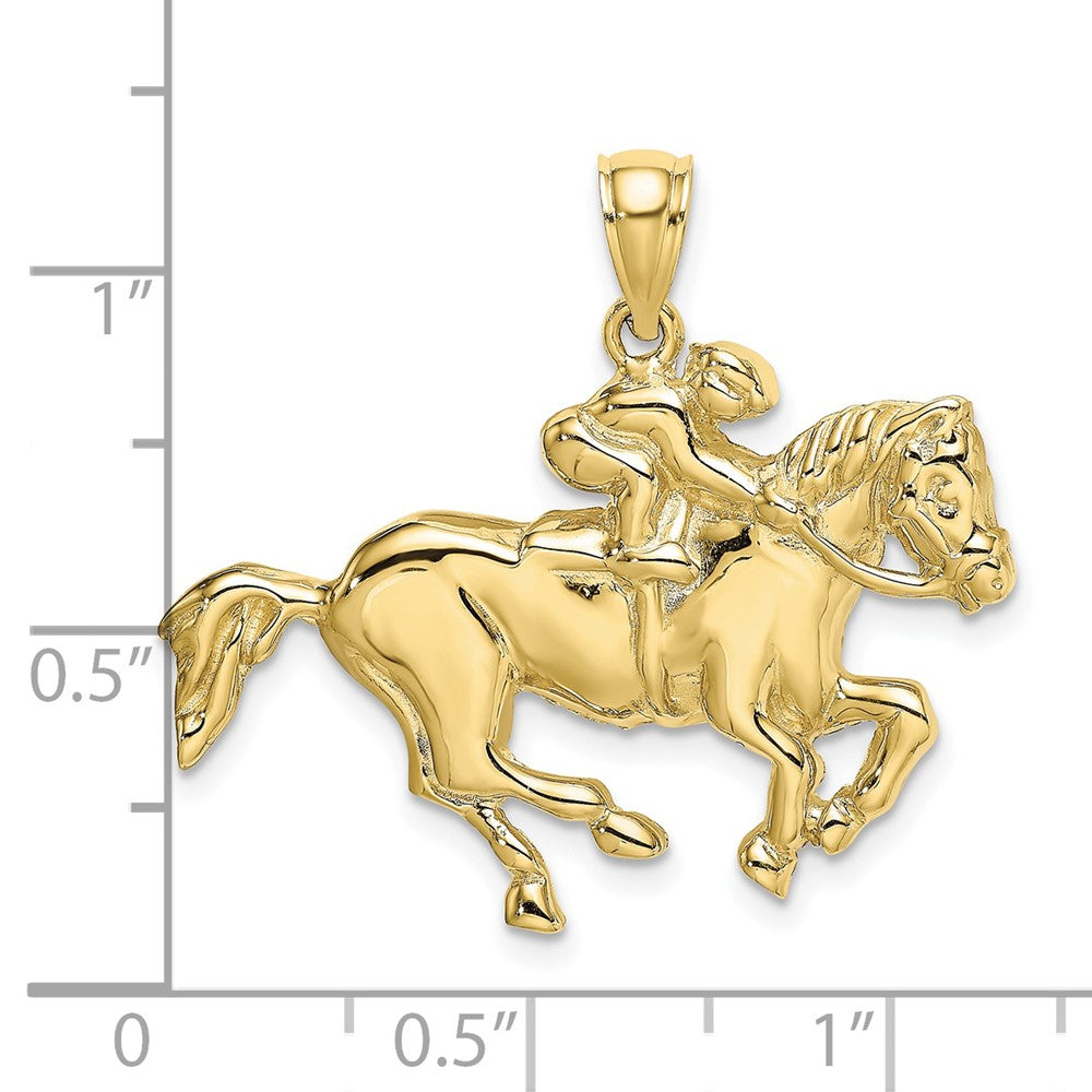 FJC Finejewelers 10 kt Yellow Gold 2-D Jockey on Horse Charm 30 x 33 mm